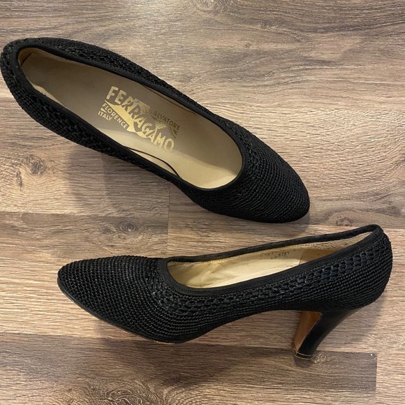 Salvatore Ferragamo Shoes - Ferragamo Black Woven Heels